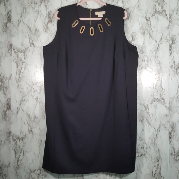 MICHAEL Michael Kors Dresses & Skirts - MICHAEL Michael Kors Navy Gold Shift Dress 24 D124